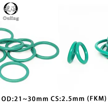 

5PC Fluorine rubber Ring Green FKM O ring Seal OD21/22/23/24/25/26/27/28/29/30*2.5mm Thickness Rubber O-Ring Oil Gaskets Washer