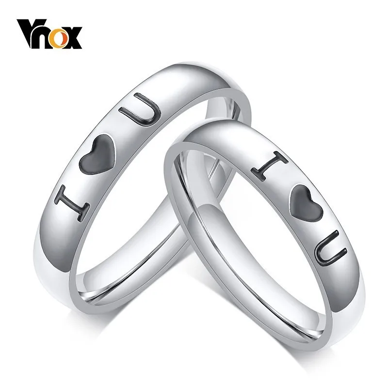 

Vnox I love You Wedding Bands Rings for Woman Men Classic Stainless Steel Anel Alliance Anniversary Accessory