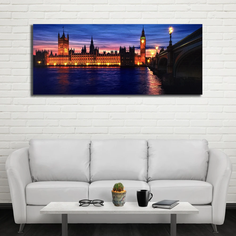 Led wall picture london big ben with Thames River bridgecanvas art ...