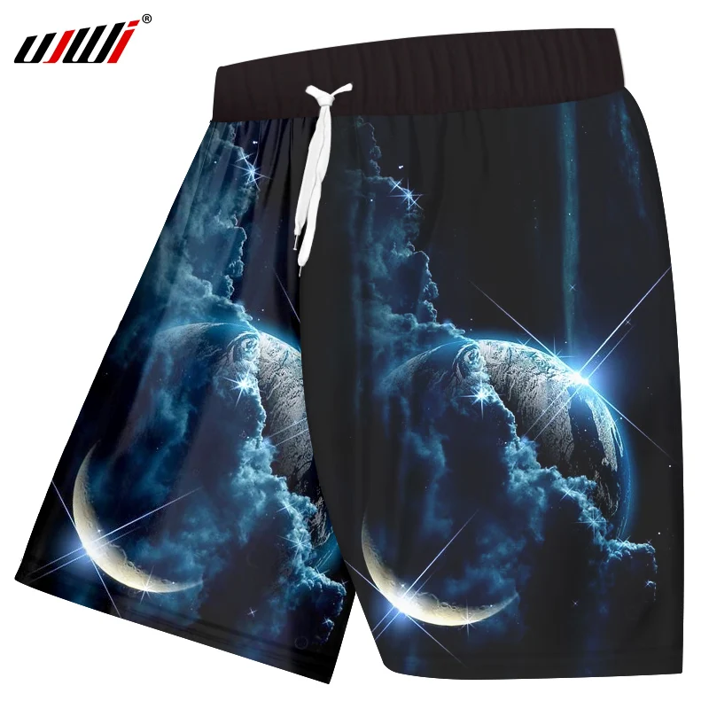 UJWI шорты для спортзала мужские летние крутые с принтом Космическая Звезда Луна 3D пляжные шорты Hombre Хип Хоп Верхняя одежда карго шорты мужские повседневные шорты 6xl