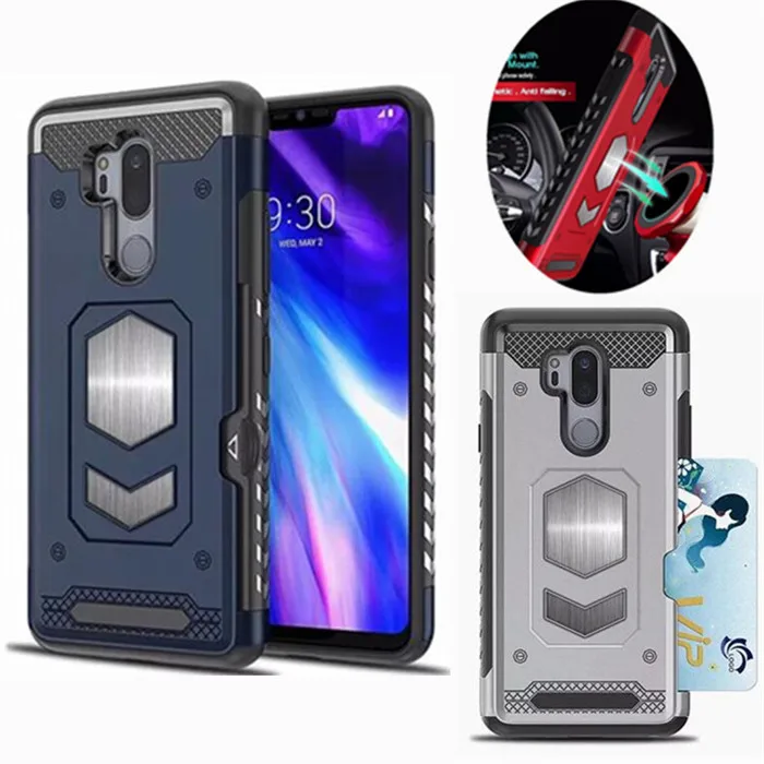 

For LG G6 G7 case Shockproof Armor Hybrid Car Magnetic Suction Bracket Cases for LG V30 Card Slot Cover for LG Q6 Q8