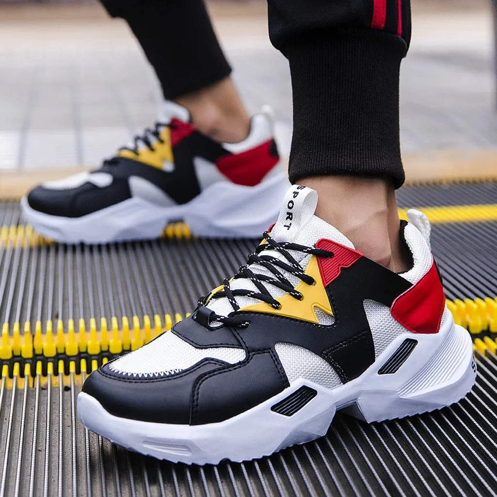 

Designer Casual Shoes Men Sneakers Colorful Walking Breathable Lace-Up Casual Shoes Color Matching Non-Slip Trend Sneakers
