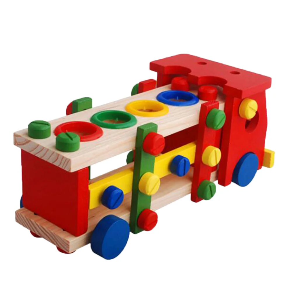 New Children Wooden Assembled Blocks Car Block Combination Disassembly