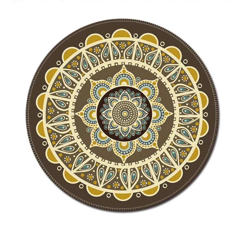 

High Quality Vintage Bohemian Round Computer 3D Game Carpet Mouse Pad Mat Anti Slip Mousepad