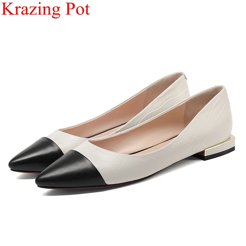 L52 En Dulce Concise Moda Elegante Señora Bajo Bombas Mujeres De Zapato Cuadrado Vaca Clásicos Deslizamiento Beige Colores Tacón Cuero 2018 Oficina Mezclados Rqxg4w6Wf