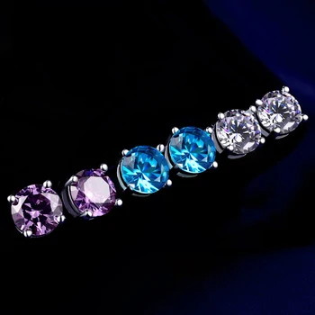 

Wholesale Price 925 Sterling Silver Earrings Clear CZ Four Claws Square Stud Earrings for Women Fashion Jewelry