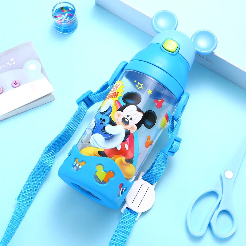 

2019 Disney Baby Straw Bottle Water Cup Boys Girls Learning Drink Water Handle Cute Babies Baby Mickey Minnie Cup 350-500ML