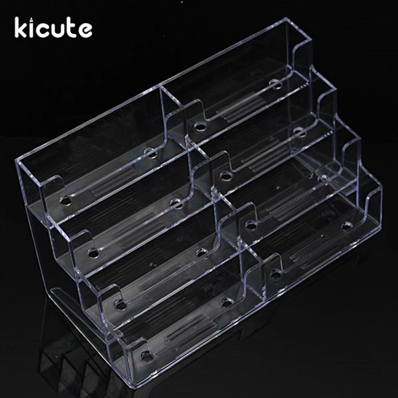 

Kicute Desktop Office Business Card Holder 8 Pockets Stand Clear Transparent Acrylic Counter Display Stand Office Home Supplies