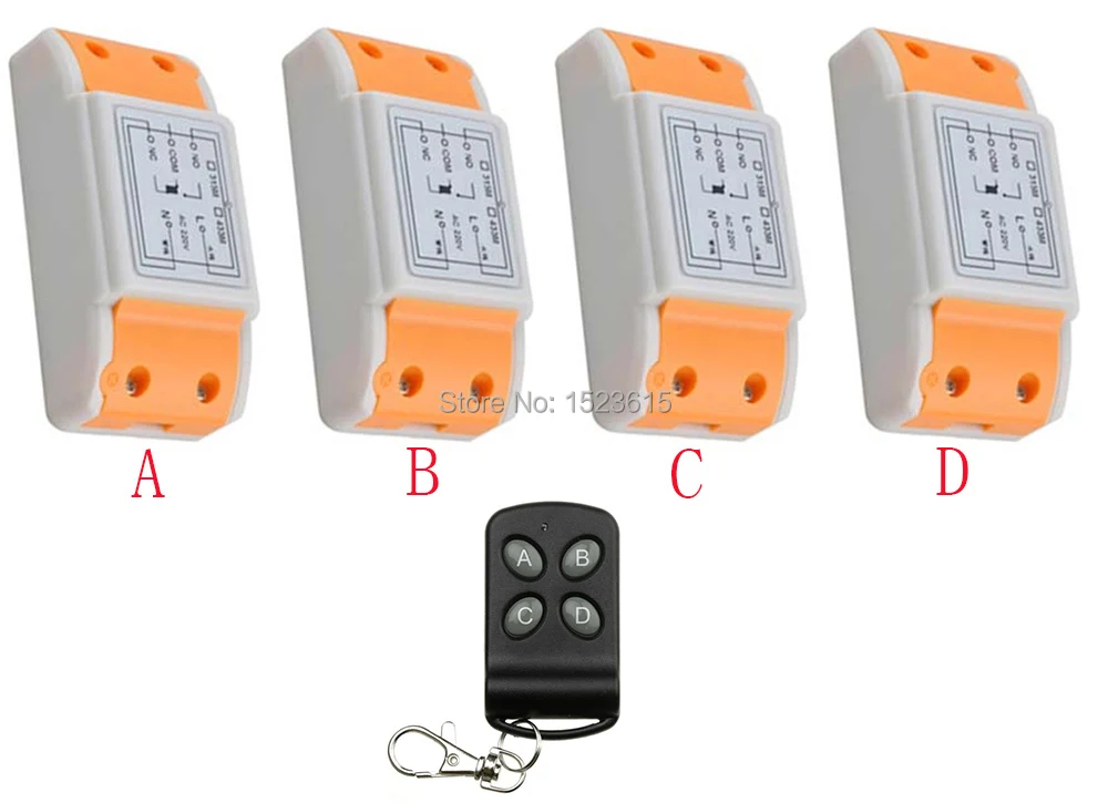 

NEW AC220V 1CH Wireless Remote Control System 1 transmitter and 4 receiver universal gate remote control /radio receiver