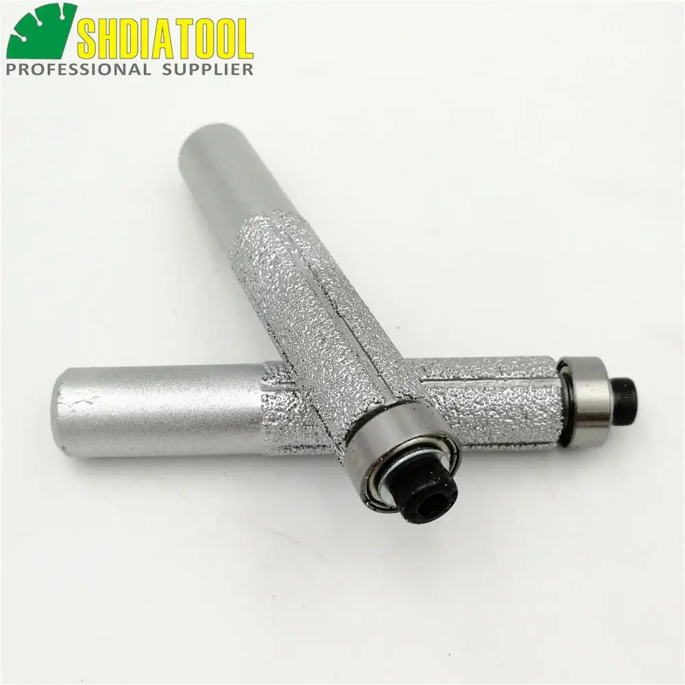 2PK straight cutter with bear Vacuum Brazed diamond router bits with 1/2" shank for granite marble