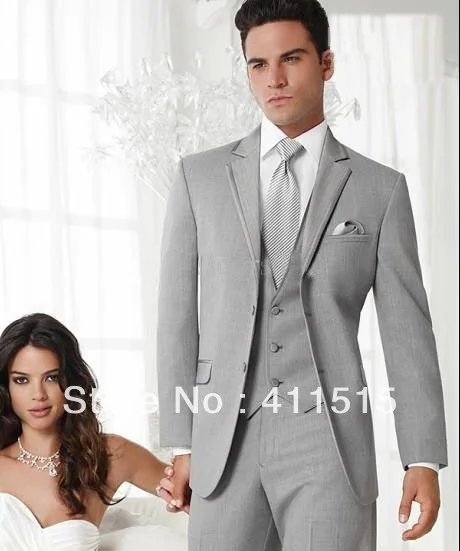 free shipping!custom made cheap man tuxedos/ gray 2 buttons Notch Lapel Groomsmen Men Wedding groom wear dress/custom party suit free shipping one buttons business suit male suit wedding suits slim fit fashion men mens plus size