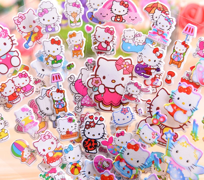 12 листов пузырьковая наклейка s 3D милый мультяшный рисунок hello kitty кошка наклейка Скрапбукинг игрушки для детей детский подарок Этикетка Декор