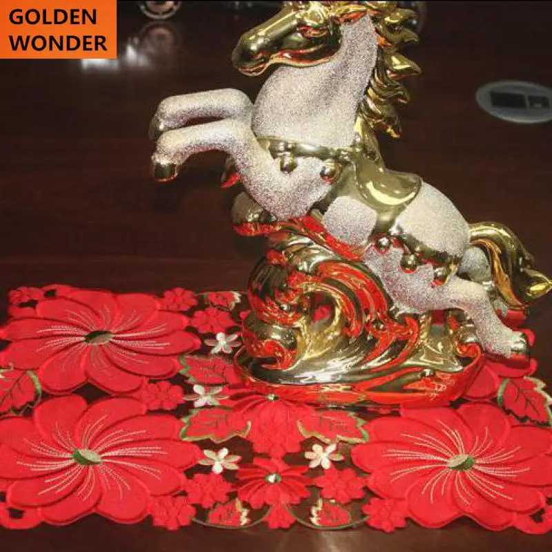 

New Arrival Chinese Style Modern Luxury Red Embroider Table Mats Dish Mat Tissue Cover Home Decor Home Garden