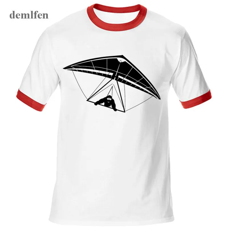 Summer Men Cotton Raglan Sleeve T Shirt Extreme Hang Gliding Glider