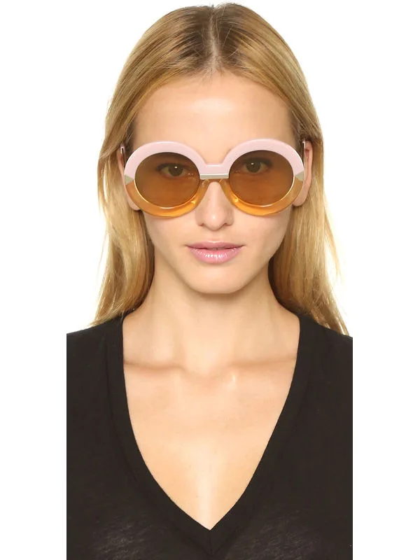 Большие круглые солнцезащитные очки для женщин Роскошные стрелы небесно-голубые солнцезащитные очки Брендовые дизайнерские круглые винтажные Ретро Солнцезащитные очки женские 284 м