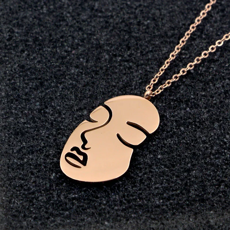 

Fashion Jewel, temperamental individual Face rose-gold necklace, female, Abstract face pendant collarbone chain