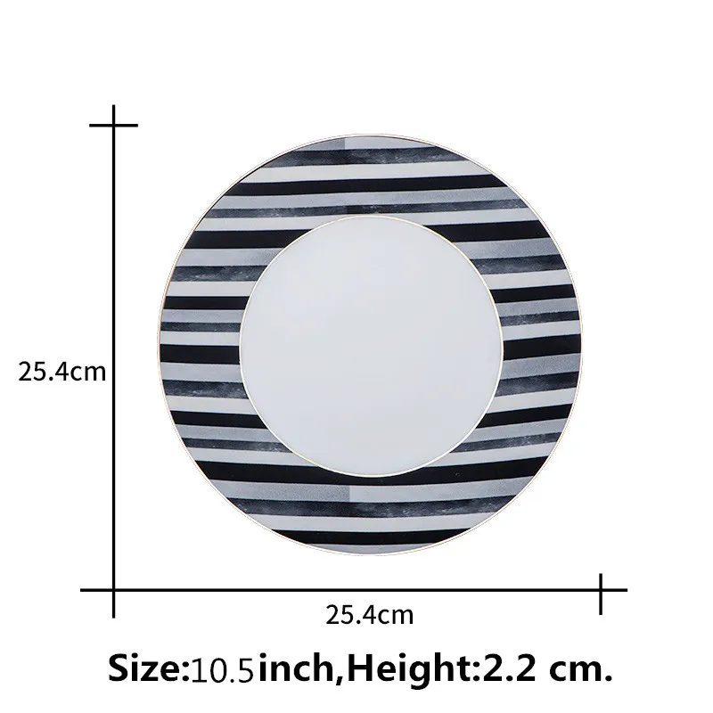 Креативная тарелка черного, серого, золотого цвета, матовая текстура, Мраморная керамическая тарелка, уникальный набор посуды, тарелка для десерта - Цвет: 10.5 inch