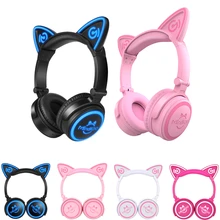 Mindkoo cat ear wireless headphones bluetooth earphone headphones with microphone led flashing glowing Headset fone de