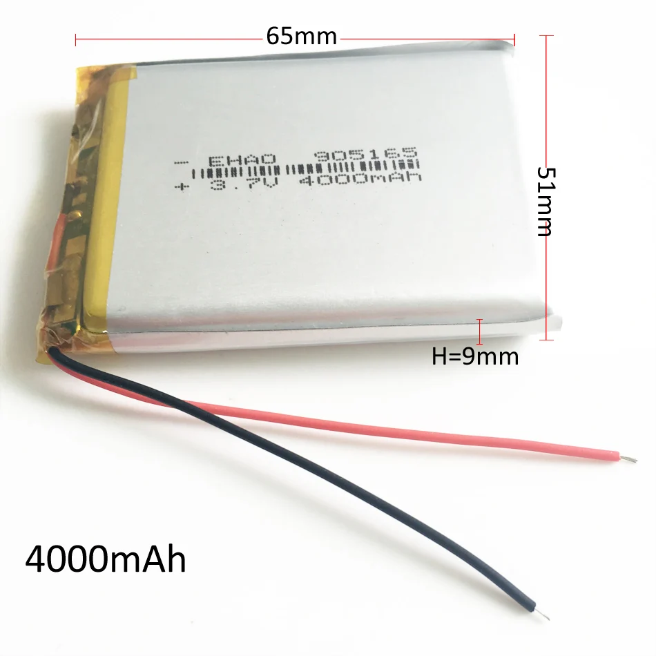 EHAO 905165 3 7 V 4000mAh литий полимерная LiPo аккумуляторная батарея для gps psp power bank динамики