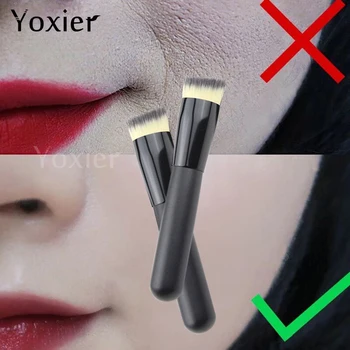 

Black Biquid Foundation Brush BB Cream Single Makeup Brushes Professional Beauty Tools Short Handle Oblique Foundation Brush