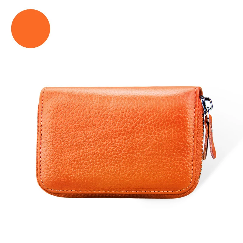 Короткий кошелек RFID на молнии, кредитная карта, кожа, в форме органа, сумка для карт, многофункциональная воловья кожа, визитница, маленький тонкий кошелек - Цвет: orange