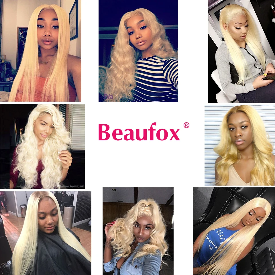 613 Blonde Bundles With Closure Malaysian Straight Hair Bundles With Closure 613 Blonde Human Hair With Closure Remy Beaufox