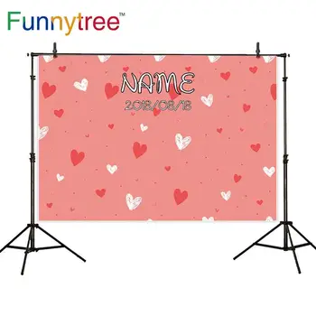 

Funnytree wedding theme photography backdrop red white love repeat dots custom made name and date valentine photocall newborn