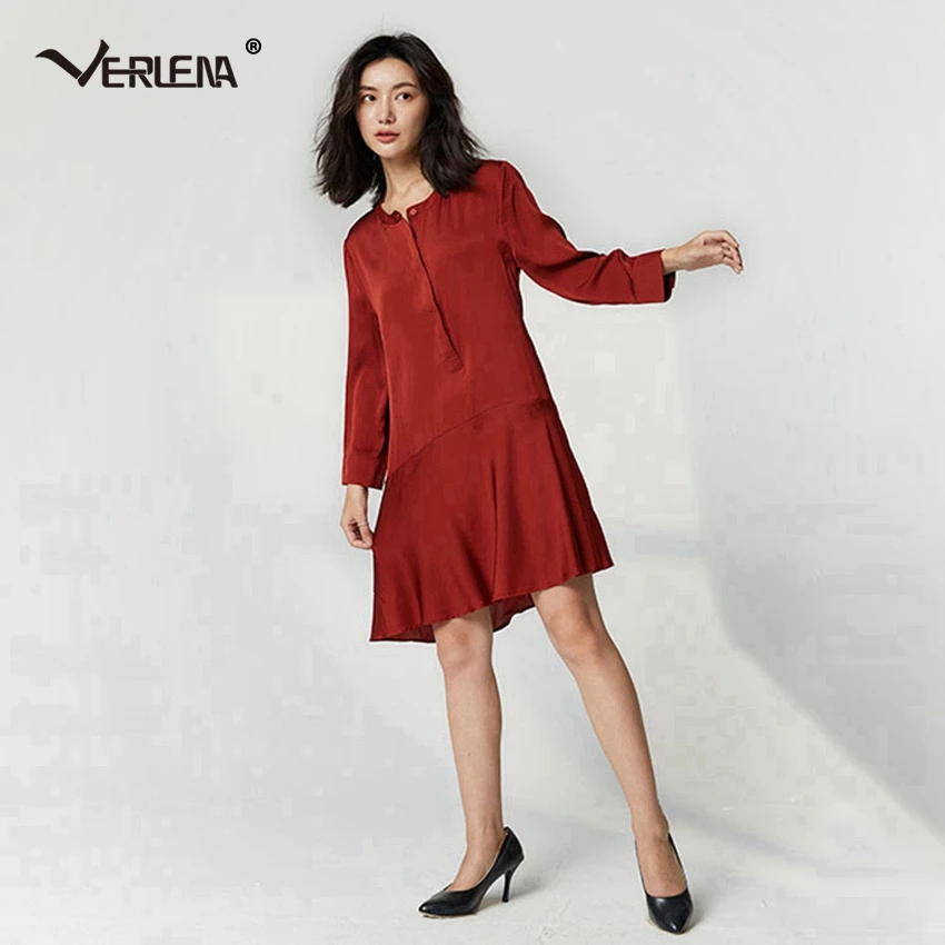 Verlena 2019 100% натуральный тяжелый 22 мм шелк летнее платье женские повседневные