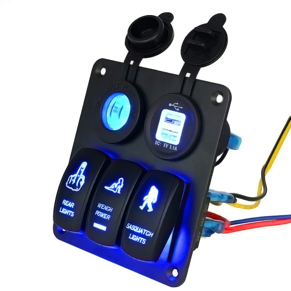 

Car/RV/Boats Caravan Motorhome Automobiles 5Pin 3-Band Lens Switchs Combination Panel Switch USB Lighter Car-Stying Accessories