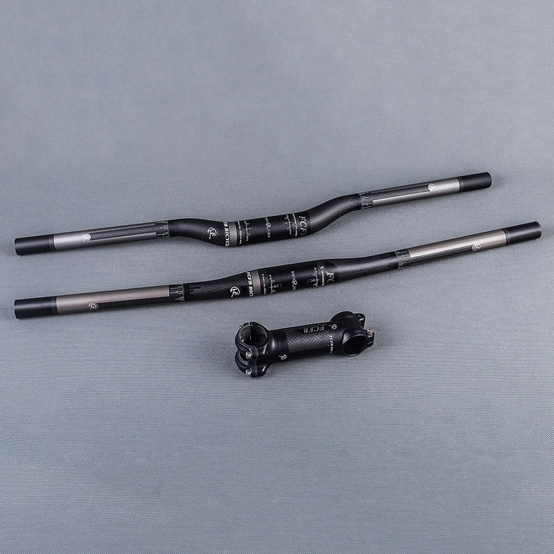 

FCFB MTB Carbon Fiber Bicycle Handlebar Set Flat Riser Handlebar + stem 3K Matte Carbon Cycling Mountain bike Parts