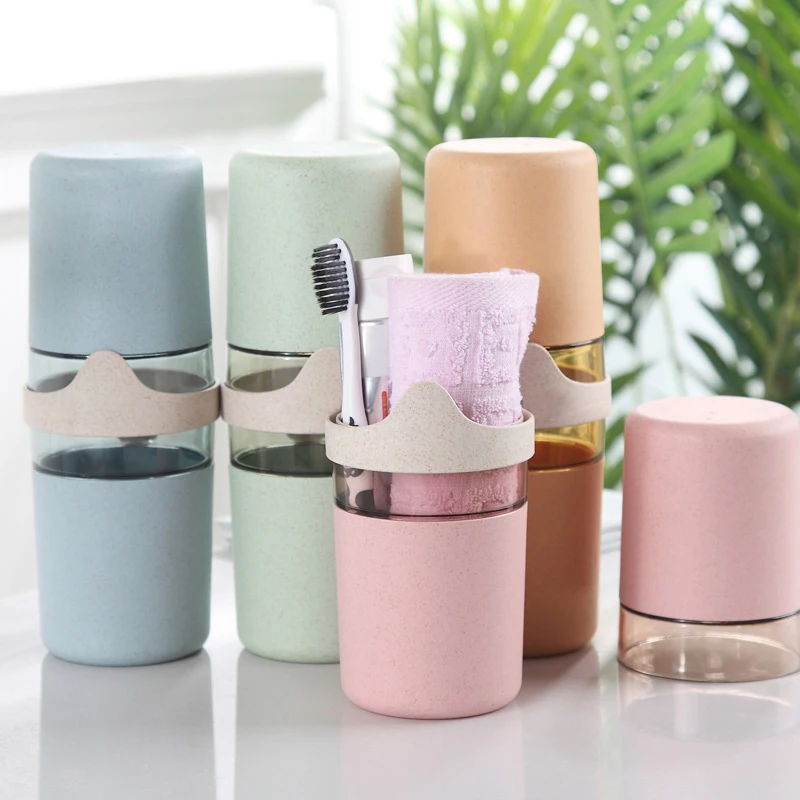 

1 PC Toothbrush Cup Portable Travel Supplies Toothpaste Holder Cups Eco-friendly Bathroom Tool Dual Use Tooth Mug JJJRY631