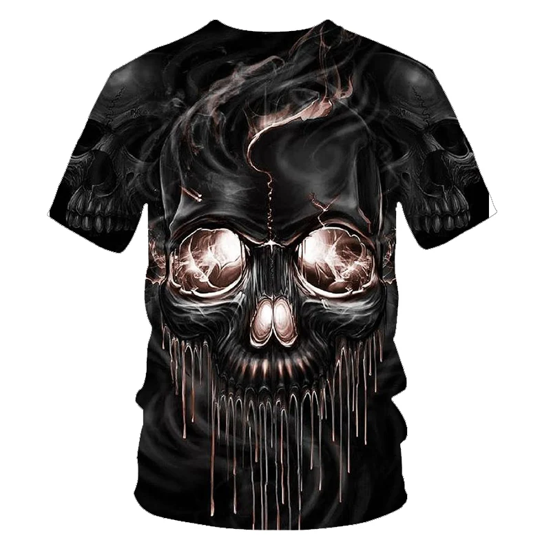 New hot men's summer skull poker print men's short-sleeved T-shirt 3D T-shirt casual breathable season hip-hop brand T-shirt 6XL