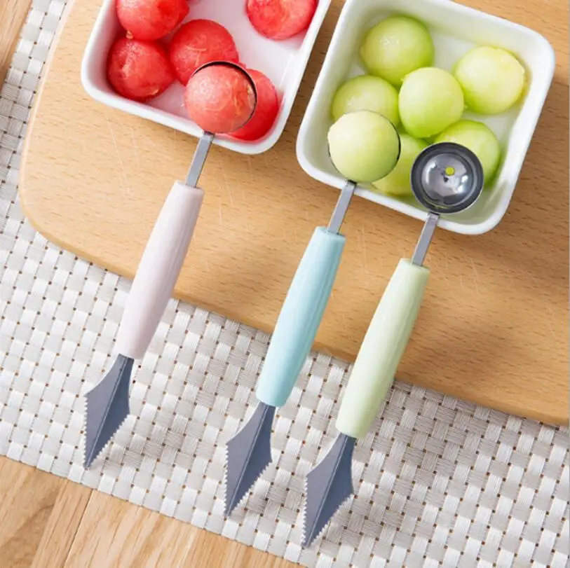 

New double head carving tools fruit dig ball spoon DIY creative fruit carving knife Watermelon Scoops Kitchen gadgets