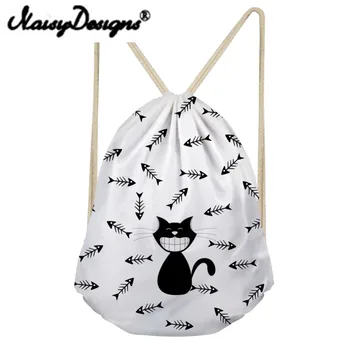 

Noisydesigns Cartoon Cat Printing Women's Drawstring Backpack For Teenagers bags Bundle Pouch Sac Licorne day pack Mochila 2018