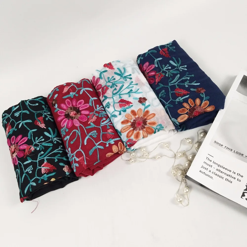 

Z25 High quality cotton embroidery hijab lady shawl muslim scarf scarves 180*90cm 10pcs 1lot can choose colors