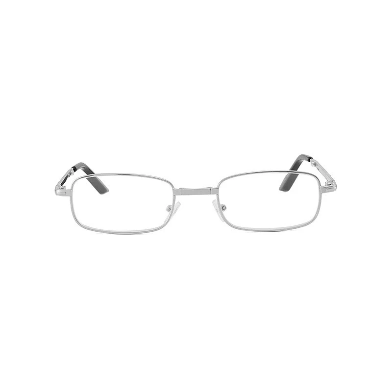 Folding Reading Glasses Men Metal Computer Presbyopic Glasses Women Silver Frame Rectangular Thin Optics Foldable Glass High Q