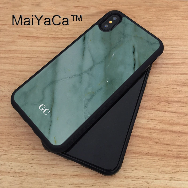 

MaiYaCa Custom Monogram Initials Blue Marble Printed TPU Case For iphone X Full Protective Cover For Apple iphone X Phone Cases