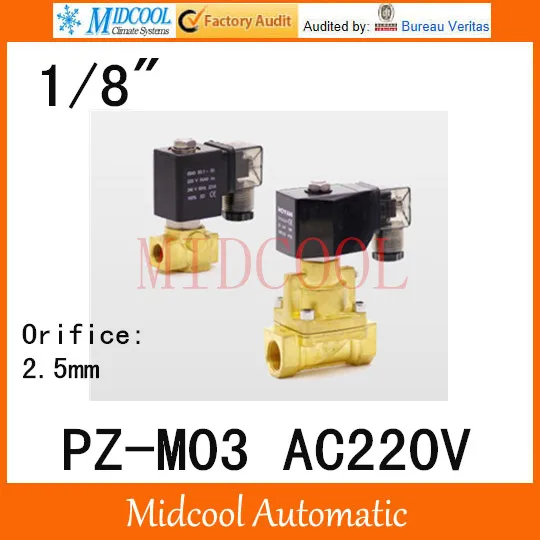 Пар высокой температуры электромагнитный клапан PZ-M03 порт 1/" BSP AC220V отверстия 2,5 мм две позиции, с подкладкой нормально закрытый