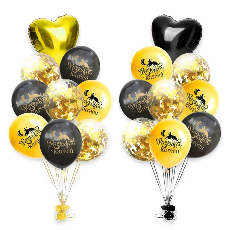 

15/18PCS Gold Black Eid Mubarak Balloons Eid Decoration Balloon Helium For Muslim Ramadan Deco Balon Confetti Event Party Ballon