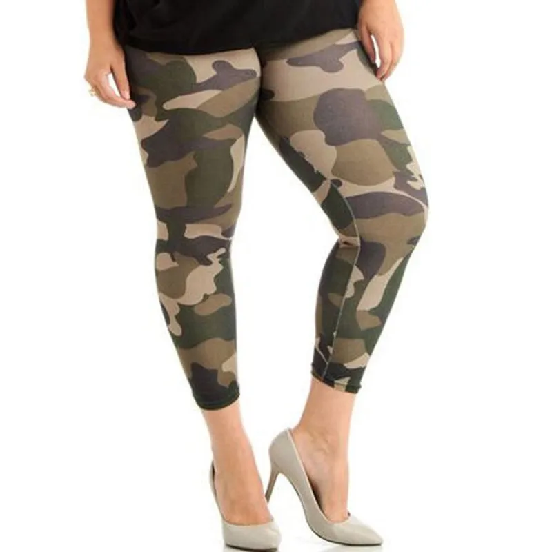 2019 New Elastic Skinny Camouflage Legging Plus Size High Waist Fitness