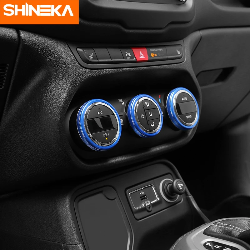SHINEKA Авто Кондиционер Vent кнопка включения украшения накладка кольцо Стикеры для jeeprenegade