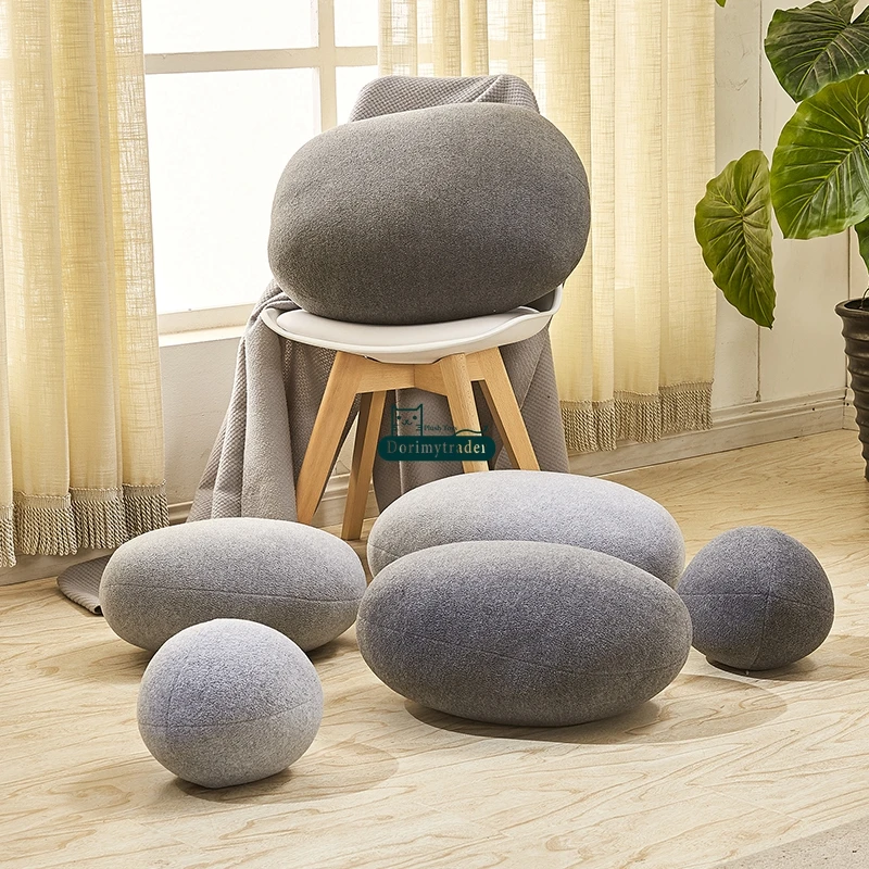 Dorimytrader 1 Set Cute Simulational Stone Shape Plush Cushion Big Stuffed Soft Dark Grey Cobblestone Pillow Kids Play Doll DY60966 (13)