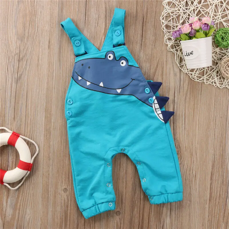 Pudcoco Newest Fashion Newborn Baby Boy Girl Clothes Cotton Dinosaur Strap Romper Jumpsuit Outfit Sunsuit
