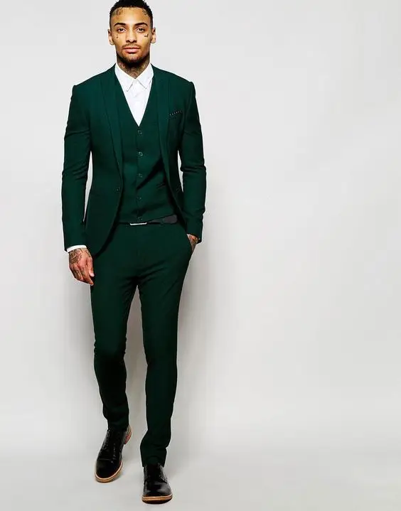 Новые поступления темно-зеленые мужские вечерние костюмы для выпускного смокинг для жениха свадебные костюмы с блейзером (куртка + штаны +