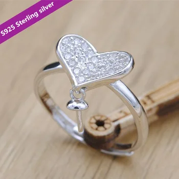 

High quality 925 sterling silver Inlaid zircon Pendant plating Platinum adjustable size pearl gem ring brace Free shipping S86