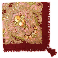 hot sale new fashion woman Scarf square scarves short tassel floral printed Women Wraps Winter lady shawls free shipping-03 - Цвет: 10 dark red