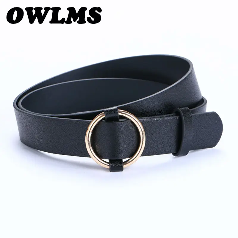 

New Casual strap Belts for women high quality waistband circle buckle women's dress accessories lady PU leather belt for jeans