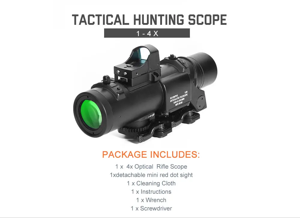 LUGER Tactical 4x фиксированный прицел двойного назначения с мини Красный точка зрения оптика охотничьи прицелы для винтовки Воздушный пистолет стрельба
