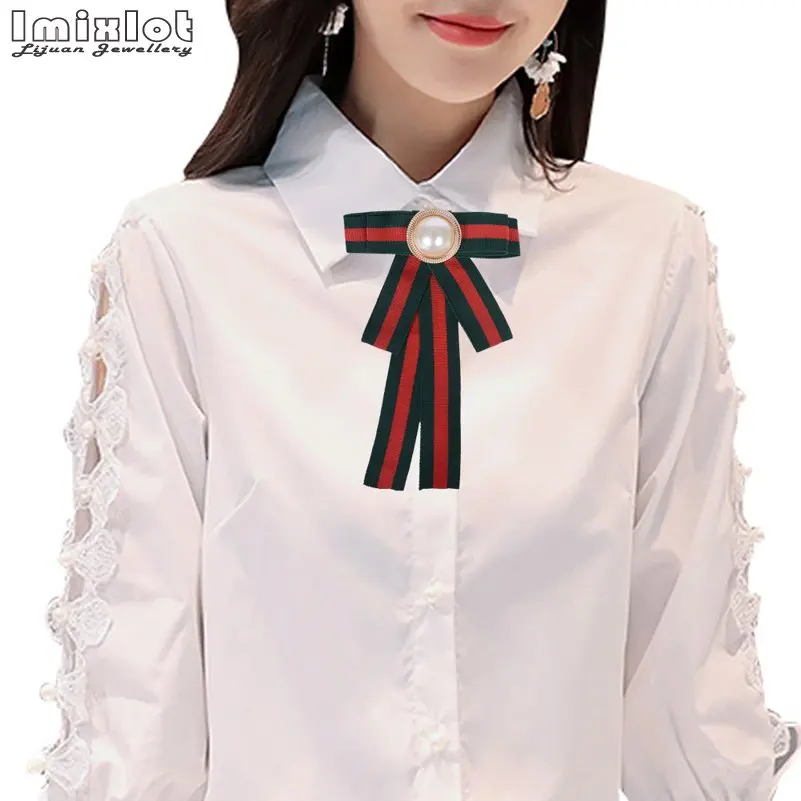 

Women Striped Bow Crystal Brooches Pins Ribbon Bowknot Tie Necktie Corsage Brooch for Women Clothing Dress Accessories