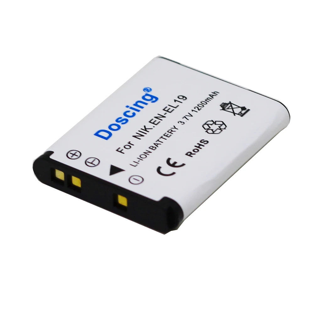 Аккумулятор Doscing ENEL19 для камеры Nikon Coolpix S32 S33 S100 S2500 S2750 S3100 S3200 S3300 S3400 S3500 S4100 S4150 S4200 |